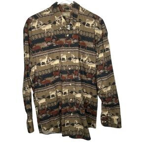 Natural Issue Men’s Button Front Deer Print L/S Shirt Size Large Hunting
